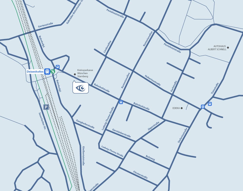 Map - Karte von dem Standort der Praxis von Augenarztpraxis Oberhaching
